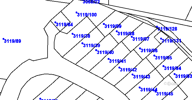 Parcela st. 3119/40 v KÚ Jindřichův Hradec, Katastrální mapa