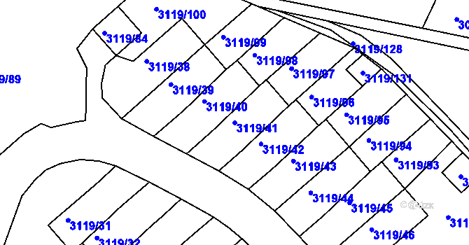 Parcela st. 3119/41 v KÚ Jindřichův Hradec, Katastrální mapa
