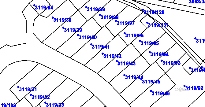 Parcela st. 3119/42 v KÚ Jindřichův Hradec, Katastrální mapa