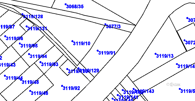 Parcela st. 3119/91 v KÚ Jindřichův Hradec, Katastrální mapa