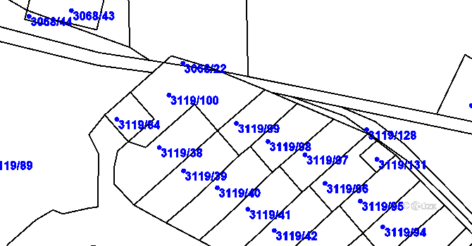 Parcela st. 3119/99 v KÚ Jindřichův Hradec, Katastrální mapa