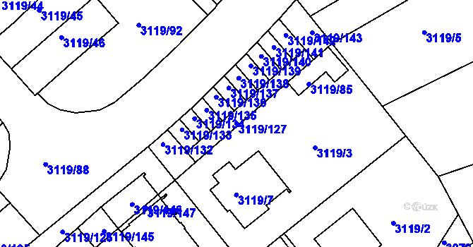 Parcela st. 3119/127 v KÚ Jindřichův Hradec, Katastrální mapa