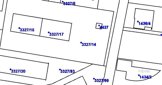Parcela st. 3327/14 v KÚ Jindřichův Hradec, Katastrální mapa