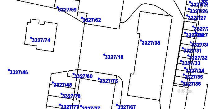 Parcela st. 3327/18 v KÚ Jindřichův Hradec, Katastrální mapa