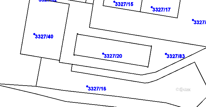Parcela st. 3327/20 v KÚ Jindřichův Hradec, Katastrální mapa