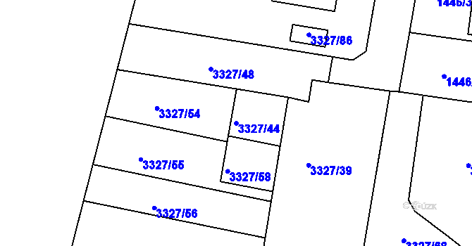 Parcela st. 3327/44 v KÚ Jindřichův Hradec, Katastrální mapa