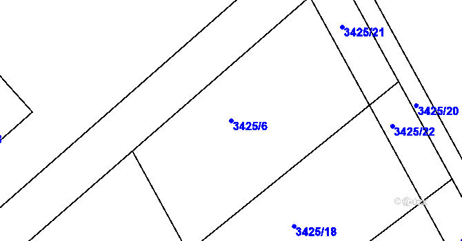 Parcela st. 3425/6 v KÚ Jindřichův Hradec, Katastrální mapa
