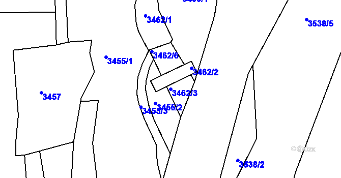 Parcela st. 3462/3 v KÚ Jindřichův Hradec, Katastrální mapa