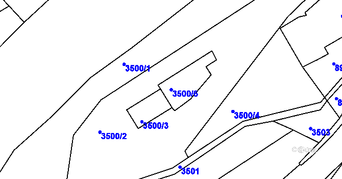Parcela st. 3500/6 v KÚ Jindřichův Hradec, Katastrální mapa