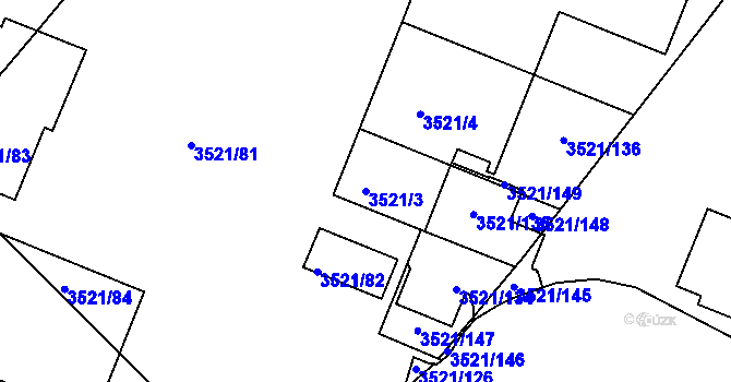 Parcela st. 3521/3 v KÚ Jindřichův Hradec, Katastrální mapa