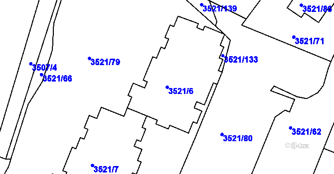 Parcela st. 3521/6 v KÚ Jindřichův Hradec, Katastrální mapa