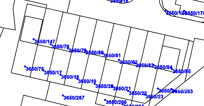 Parcela st. 3650/81 v KÚ Jindřichův Hradec, Katastrální mapa