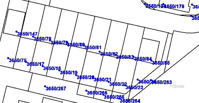 Parcela st. 3650/82 v KÚ Jindřichův Hradec, Katastrální mapa