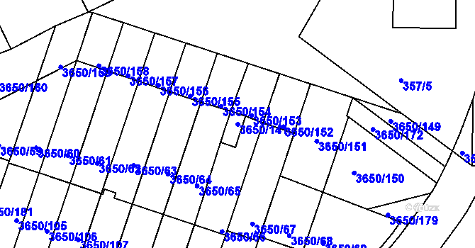 Parcela st. 3650/141 v KÚ Jindřichův Hradec, Katastrální mapa