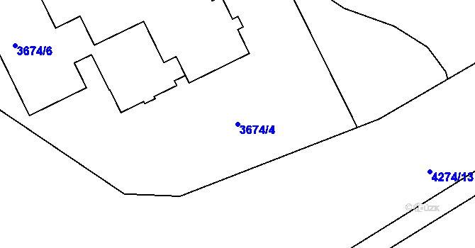 Parcela st. 3674/4 v KÚ Jindřichův Hradec, Katastrální mapa