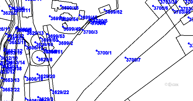 Parcela st. 3700/1 v KÚ Jindřichův Hradec, Katastrální mapa
