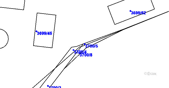 Parcela st. 3700/5 v KÚ Jindřichův Hradec, Katastrální mapa