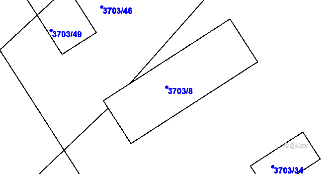 Parcela st. 3703/8 v KÚ Jindřichův Hradec, Katastrální mapa