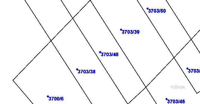 Parcela st. 3703/48 v KÚ Jindřichův Hradec, Katastrální mapa