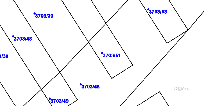 Parcela st. 3703/51 v KÚ Jindřichův Hradec, Katastrální mapa