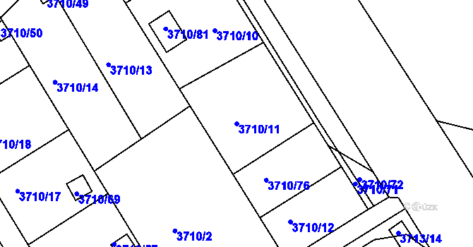 Parcela st. 3710/11 v KÚ Jindřichův Hradec, Katastrální mapa