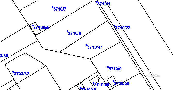 Parcela st. 3710/47 v KÚ Jindřichův Hradec, Katastrální mapa