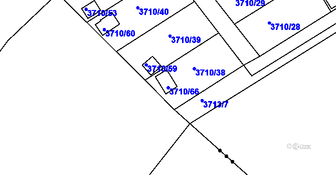 Parcela st. 3710/66 v KÚ Jindřichův Hradec, Katastrální mapa