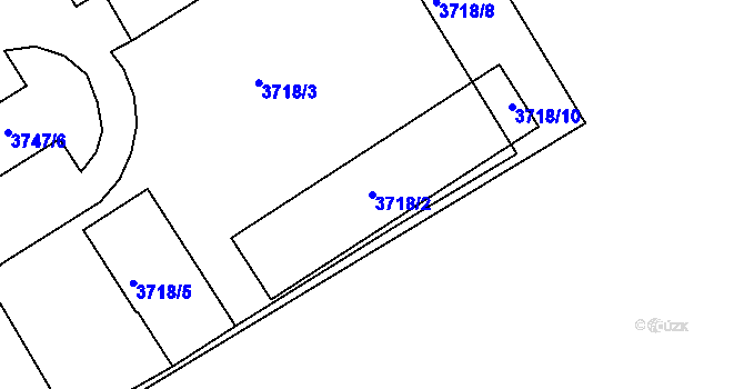 Parcela st. 3718/2 v KÚ Jindřichův Hradec, Katastrální mapa