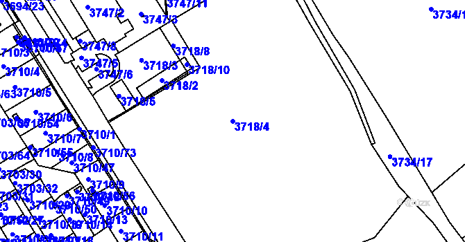 Parcela st. 3718/4 v KÚ Jindřichův Hradec, Katastrální mapa