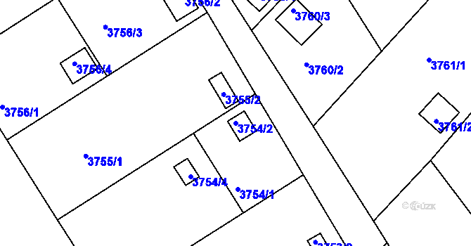 Parcela st. 3754/2 v KÚ Jindřichův Hradec, Katastrální mapa