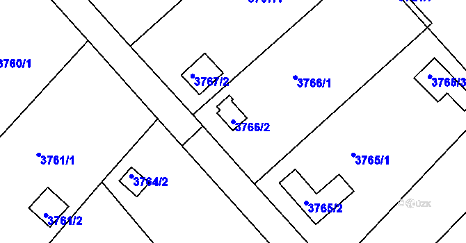 Parcela st. 3766/2 v KÚ Jindřichův Hradec, Katastrální mapa