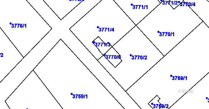 Parcela st. 3770/3 v KÚ Jindřichův Hradec, Katastrální mapa