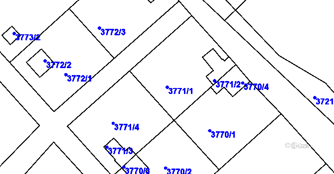 Parcela st. 3771/1 v KÚ Jindřichův Hradec, Katastrální mapa