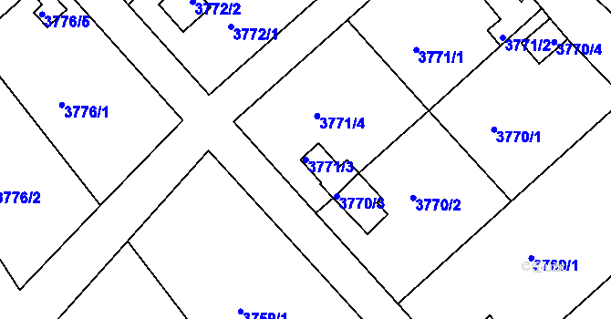 Parcela st. 3771/3 v KÚ Jindřichův Hradec, Katastrální mapa