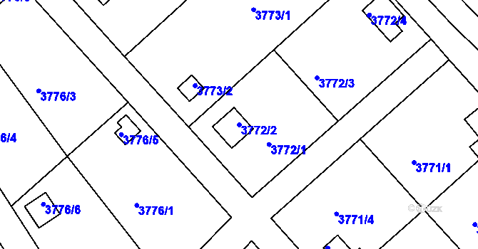 Parcela st. 3772/2 v KÚ Jindřichův Hradec, Katastrální mapa