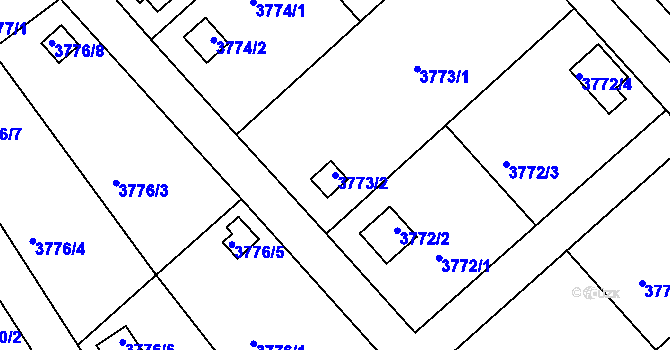 Parcela st. 3773/2 v KÚ Jindřichův Hradec, Katastrální mapa
