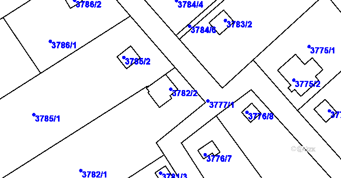 Parcela st. 3782/2 v KÚ Jindřichův Hradec, Katastrální mapa