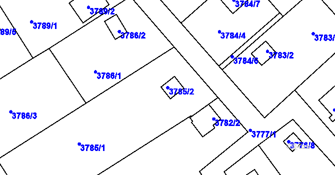 Parcela st. 3785/2 v KÚ Jindřichův Hradec, Katastrální mapa
