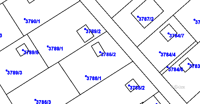 Parcela st. 3786/2 v KÚ Jindřichův Hradec, Katastrální mapa