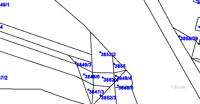Parcela st. 3852/2 v KÚ Jindřichův Hradec, Katastrální mapa