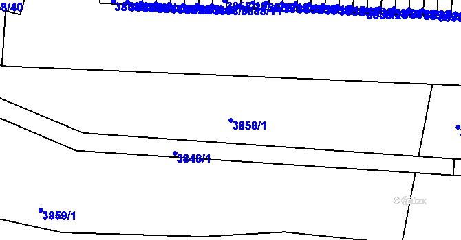 Parcela st. 3858/1 v KÚ Jindřichův Hradec, Katastrální mapa