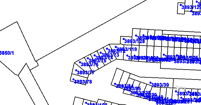 Parcela st. 3893/73 v KÚ Jindřichův Hradec, Katastrální mapa
