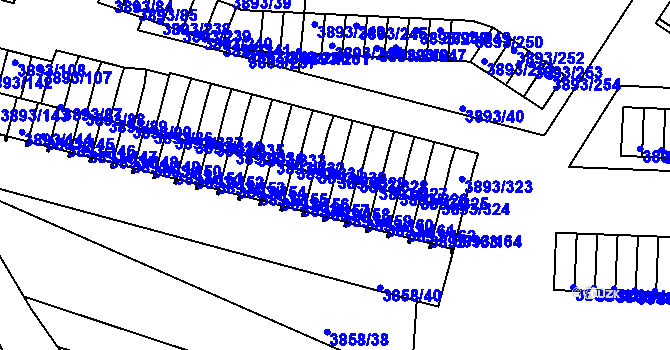 Parcela st. 3893/329 v KÚ Jindřichův Hradec, Katastrální mapa