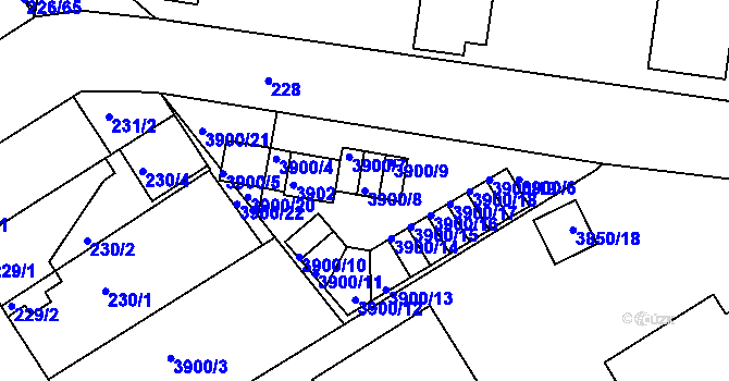 Parcela st. 3900/8 v KÚ Jindřichův Hradec, Katastrální mapa