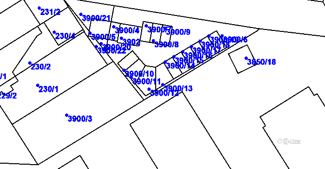 Parcela st. 3900/13 v KÚ Jindřichův Hradec, Katastrální mapa