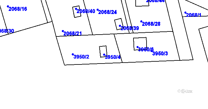 Parcela st. 3950/4 v KÚ Jindřichův Hradec, Katastrální mapa