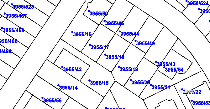 Parcela st. 3955/18 v KÚ Jindřichův Hradec, Katastrální mapa