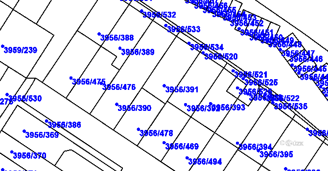 Parcela st. 3956/391 v KÚ Jindřichův Hradec, Katastrální mapa