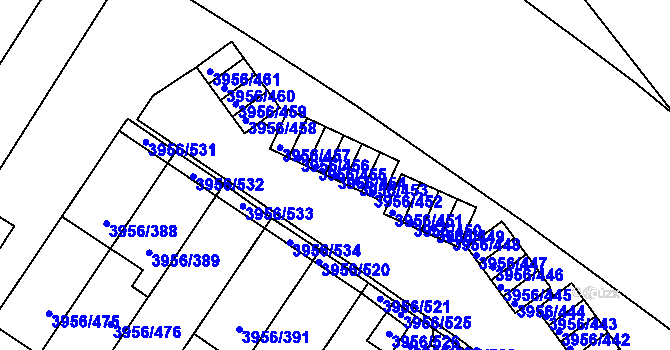 Parcela st. 3956/454 v KÚ Jindřichův Hradec, Katastrální mapa