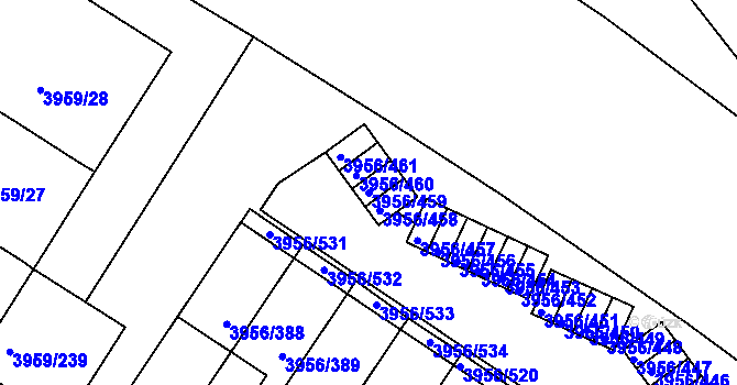 Parcela st. 3956/459 v KÚ Jindřichův Hradec, Katastrální mapa